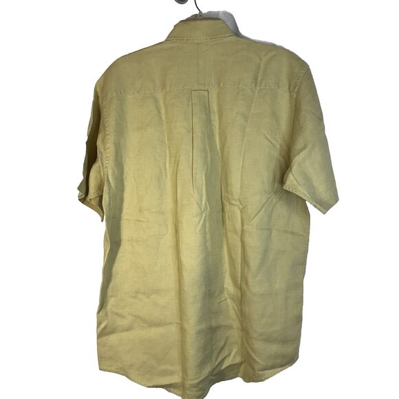 Jos A Bank Linen Shirt Mens Medium  Travelers Collection Button Up tan 100% - Picture 3 of 6
